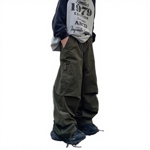2026 Vintage Casual Mid Button Worsted OEM Service Zip up Dismountable Knock-<b>down</b> Wide Leg Flared Cargo <b>Pants</b> for Men - Product Image 3