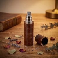 Flacon pulvérisateur rechargeable en verre et cuir de 5 ml, 10 ml, 15 ml, personnalisable, prêt à être expédié, vente chaude