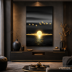 Vidrio Templado Abstracto de Lujo Personalizado con Atardecer y Pájaros en Vuelo, Arte Moderno para Decoración de Sala de Estar, Servicio OEM ODM de Vietnam - Product Image 3