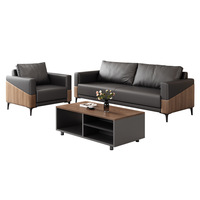 Ensemble de canapés de bureau en cuir moderne, canapé de réception exécutif avec table basse, mobilier de bureau commercial de luxe pour salle d'attente