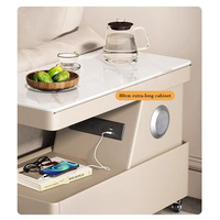 Table basse mobile intelligente avec chargeur sans fil et audio, mobilier de salon moderne en bois et verre