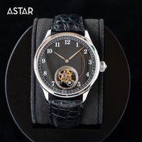 1 Stk. Personalisierbares Logo Luxuriöser Minimalistischer Saphir Echt-Möwe-Tourbillon-Handaufzugs-Automatikwerk-Herrenuhr