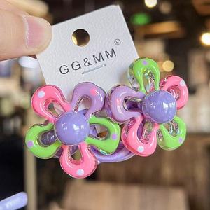 Nuovo Design cartone animato colorato carino 2 pz/set ragazze elastici per capelli acrilico fiori cavi per bambini cravatte per capelli accessori per capelli - Product Image 5