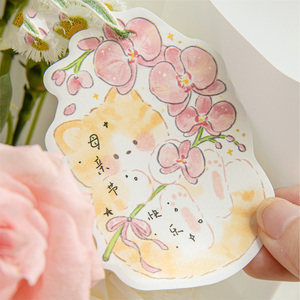Bloc de Notas Adhesivas de Papel Kraft Blanco, Serie de Gatos y Flores, Bloc de Notas Reutilizables de Dibujos Animados, Bloc de Notas para Estudiantes, Mensajes, Papelería de Oficina - Product Image 4