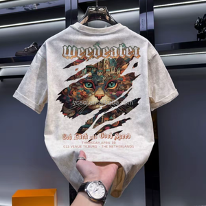 Nuova T-shirt Estiva da Uomo, Trendy, con Ricamo 3D, 100% Cotone, Manica Corta, Casual, Collo Tondo, Vestibilità Ampia, Stile Minimalista - Product Image 2