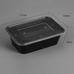 Boîte en PP de qualité alimentaire, compatible micro-ondes, 3 compartiments, rectangulaire, noire, boîte à lunch en PP avec couvercles - Product Image 1