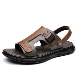 Sandalias de Verano para Hombre, de Cuero Genuino, Punta Abierta, Suela de Goma Antideslizante, Casuales para Exteriores - Product Image 5