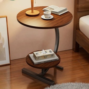 <span class=keywords><strong>Table</strong></span> <span class=keywords><strong>Basse</strong></span> <span class=keywords><strong>Ronde</strong></span> à Double Plateau Moderne Nordique pour Salon, Chambre et Chevet - Product Image 1