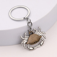 Vente directe du fabricant, porte-clés personnalisé en forme de crabe, cadeau créatif, porte-clés en métal