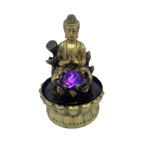 <span class=keywords><strong>Fontaine</strong></span> d'eau avec statue de Bouddha et boule LED lumineuse, décoration zen avec lotus, <span class=keywords><strong>fontaine</strong></span> de table pour la maison et le bureau - Product Image 1