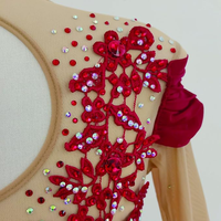 Robe de patinage artistique LIUHUO, rouge vin, pour filles et femmes, avec appliques en dentelle, costume de danse pour compétition BD3397