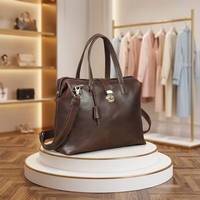 Sac à main pour ordinateur portable en cuir pleine fleur de qualité supérieure 14,2 pouces, grande capacité, style médecin, sac de bureau pour femmes et hommes avec cadre métallique