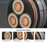 Kabel Daya PVC Berisolasi XLPE 3 Inti Tembaga, Dilindungi Baja Berlapis Pita Ganda, N2XSEYBY 6/10 kV, IEC 60502-2