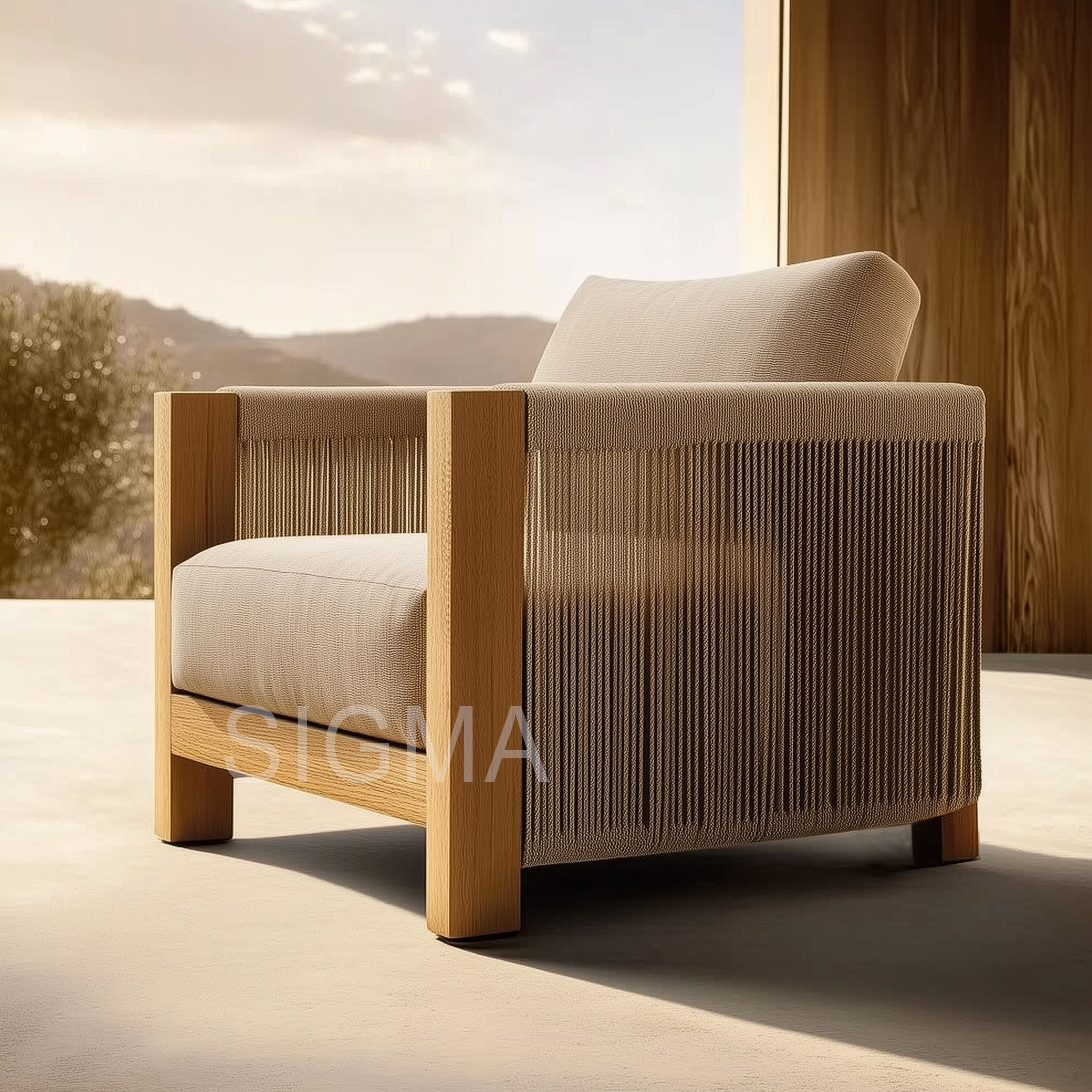 2025 Customized Designer Modern Hotel Exterior Outdoor Villa Patio Teak Solid Wood Sofa Set Furniture Luxury Segmented Sofa Set