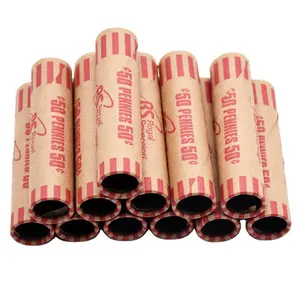 Wholesale assorted preformed coin wrappers and coin tubes assorted sizes which are separated and color-coded to ABA Standard