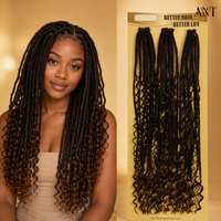 Extension per capelli sintetici Boho Faux Locs Crochet Braids Goddess Dreadlocks con estremità ricci, pre-annodate, morbide, per donna