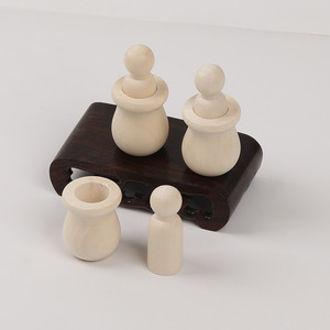 Ensemble de poupées en bois, 4 pièces, couleur naturelle, faites à la main, décoration de maison, décoration de salon - Product Image 1