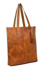 Grand sac fourre-tout en cuir véritable marron fait à la main pour femmes sac à main portable avec logo personnalisé de grande capacité pour une utilisation en extérieur - Product Image 2