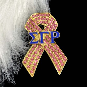 Sigma Gamma Rho Pink Rhinestone Ribbon Brooch Pins Lapel <strong>Buttons</strong> <strong>Badges</strong> - Product Image 6