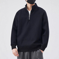 2025 printemps automne hommes demi-fermeture éclair sweat à la mode marque pull col montant couleur unie coupe ample T-Shirt impression numérique
