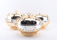 Plats de service élégants pour le Ramadan 3.5L 4.5L 5.5L avec couvercles dorés éblouissants, ensemble de buffet pour l'iftar, décoration de table de luxe pour l'Aïd Moubarak
