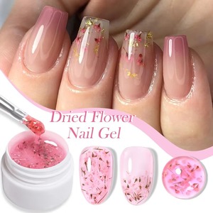 1 unidad de gel decorativo para uñas con flores secas, esmalte de gel transparente hipoalergénico con purpurina y lentejuelas, gel de uñas brillante para manicura - Product Image 2