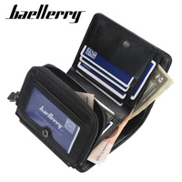 Dompet Pria Anti Maling Baellerry Lipat 3 Kulit PU dengan RFID Dompet Pendek untuk Pria Kapasitas 15 Kartu Modis