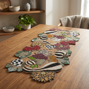 Floral Embroidered <b>Table</b> <b>Runner</b> Rustic Home Decor Washable Traditional Cloth Design - Product Image 4