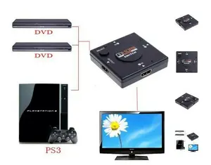 Penguat pengalih ukuran Mini, 3 Port 1080P Video 3 in 1 untuk HDTV PS3