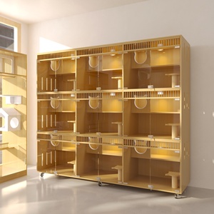 İç mekan kullanımı için şeffaf cepheli Premium büyük modüler ahşap kedi evi - Product Image 2