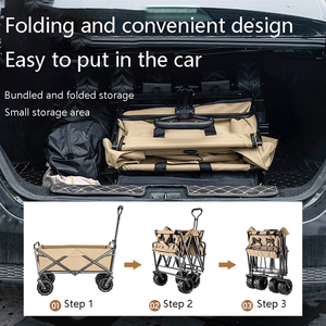 Carrito de Camping Plegable Multiusos para Jardín, Playa y Transporte, con Cuatro Ruedas de 8 Pulgadas, Color Negro y Caqui, Precio de Fábrica - Product Image 6