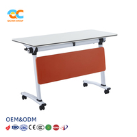 Table de formation mobile à plateau rabattable avec roulettes, panneau de discrétion orange, pour réunions de bureau, centres de formation et écoles