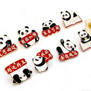 Nueva Llegada, Venta al por Mayor, Pin Esmaltado de Animal Barato, Diseño de Panda de Dibujos Animados en Blanco y Negro, Regalo para Niña y Niño, Pines Esmaltados de Solapa de Panda - Product Image 3