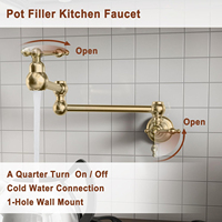 Robinet mural de cuisine de luxe en laiton, monotrou, eau froide, pour remplissage de casseroles, rotatif à 720°, flexible, économiseur d'eau 888002
