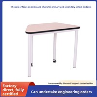 Ensemble de mobilier scolaire en métal pour enfants, idéal pour la peinture artistique, la pratique de l'écriture et l'éducation précoce, adapté aux salles ouvertes, avec chaise et bureau trapézoïdaux