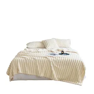 Fluffy Fur san hô sọc Duvet cover ấm cúng ấm chăn sang trọng bộ đồ giường