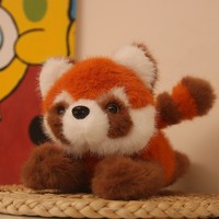 Peluche Panda Rouge Réaliste en Stock, Jouet en Peluche Doux, Poupée en Peluche Courte Remplie de Coton PP, Cadeau pour Enfants, Décoration Maison