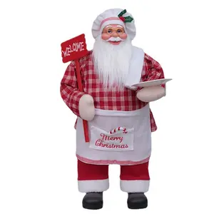 공장 큰 크기 요리사 산타 인형 서 귀여운 산타 휴일 장식 밥솥 Toque Blanche와 산타 클로스 입상