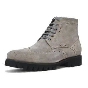 Bottes d'ascenseur italiennes élégantes grande taille pour hommes Bottes de cheville d'hiver en cuir suédé de qualité supérieure pour hommes Chaussures chelsea augmentant la hauteur - Product Image 1