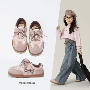 Nouvelles baskets décontractées pour filles, chaussures Derby à nœud avec semelle marron, mode printemps/automne, chaussures pour enfants en gros - Product Image 2