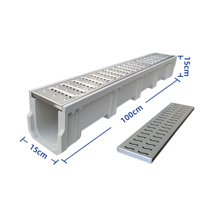 <span class=keywords><strong>Caniveau</strong></span> de drainage souterrain U300-300 pour allée, canal de drainage en résine et béton avec couvercle en acier inoxydable - Product Image 2