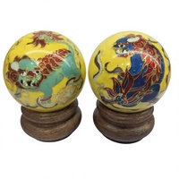 Bolas Musicales Baoding con Patrón de Bola de León Shouxing, Recubiertas de Resina, con Incrustaciones de Alambre Hechas a Mano, para Ejercicios de Manos y Alivio del Estrés