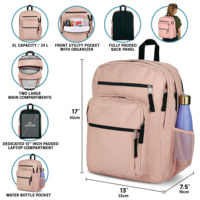 Sac à dos pour ordinateur portable en gros avec 2 compartiments, bretelles ergonomiques, pochette rembourrée pour ordinateur portable 15 pouces et poignée de transport