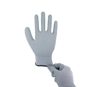 Factory Wholesale 13G Grey Polyester Grey Latex Finish Construction Gloves Industrial Safety Latex Coated Work Gloves