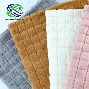 Faux Fur Plush Fabric Factory Wholesale Square Shape Printing Pattern 100 Polyester Wholesale PV Plush Faux Rabbit Fur Fabric For Garment