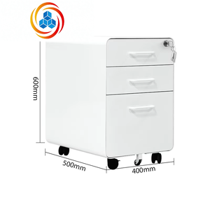 Armoire de rangement de bureau en métal, mobile, avec roulettes universelles, en acier, 3 tiroirs, armoire mobile - Product Image 3