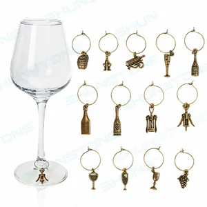 Wholesale Metal Tags Identification Wine Glass Charm Rings Creative Bar Party Decorative Red Wine Promotional Gifts