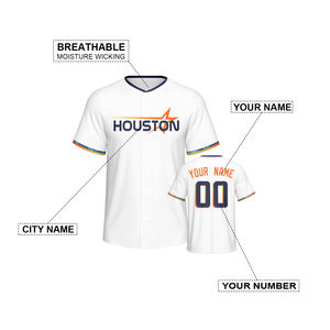 Camisetas de Béisbol Blancas Personalizadas con Nombre y Número, Diseño Personalizado, 100% Poliéster, Transpirables, de Secado Rápido, Cuello en V - Product Image 5