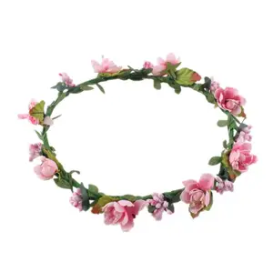 Yiwu factory supply floral head wreath boho hair garland festival wedding Flower Headband Crown