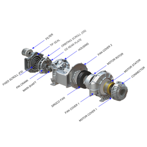 YiBang 5.5KW 7.5hp 600L/min 8bar 3150rpm Oil-Free Scroll <b>air</b> Compressor Airend Industrial Compressor Parts Belt Drive - Product Image 4
